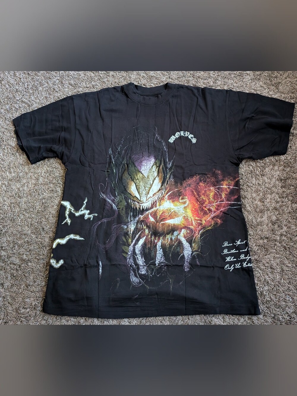 NWOT Darc Sport Marvel Green Goblin Side By Side Black Oversized Shirt Men's M